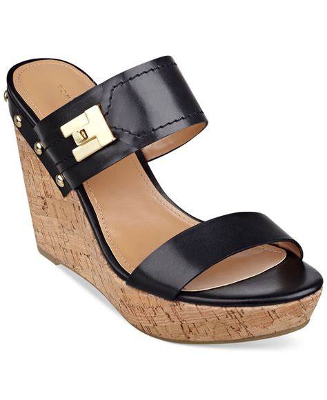 tommy hilfiger black platform sandals